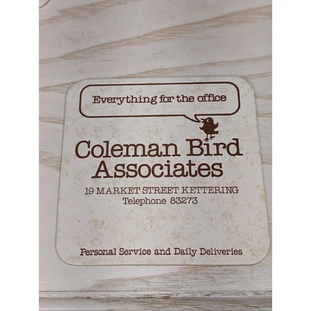 Vtg Kettering Photo Views  Coasters Set of 6 England Barware Pub Coleman Bird AD